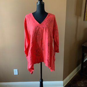 Red and Black Linen Top